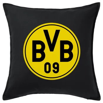 BVB Μπορούσια Ντόρτμουντ , Μαξιλάρι καναπέ Μαύρο 100% βαμβάκι, περιέχεται το γέμισμα (50x50cm)