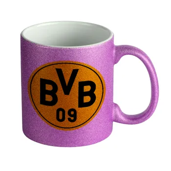 BVB Dortmund, Κούπα Μωβ Glitter που γυαλίζει, κεραμική, 330ml