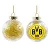 Transparent Christmas tree ball ornament with gold filling 8cm