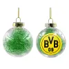 Transparent Christmas tree ball ornament with green filling 8cm