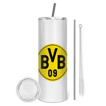 BVB Dortmund, Tumbler stainless steel 600ml, with metal straw & cleaning brush