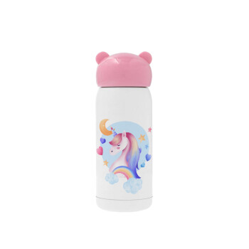Cute unicorn, Ροζ ανοξείδωτο παγούρι θερμό (Stainless steel), 320ml