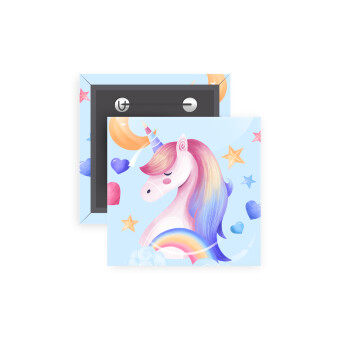 Cute unicorn, Κονκάρδα παραμάνα τετράγωνη 5x5cm
