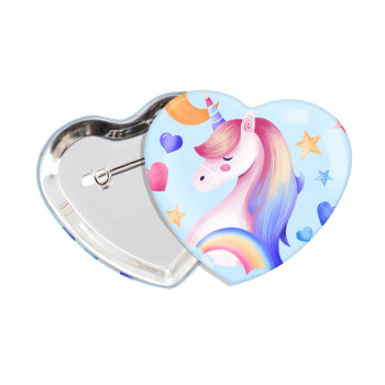 Cute unicorn, Κονκάρδα παραμάνα καρδιά (57x52mm)