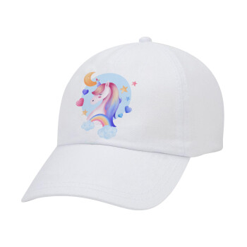 Cute unicorn, Καπέλο Ενηλίκων Baseball Λευκό 5-φύλλο (POLYESTER, ΕΝΗΛΙΚΩΝ, UNISEX, ONE SIZE)