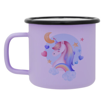 Cute unicorn, Κούπα Μεταλλική εμαγιέ ΜΑΤ Light Pastel Purple 360ml