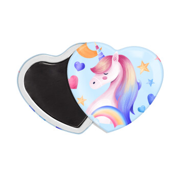 Cute unicorn, Μαγνητάκι καρδιά (57x52mm)