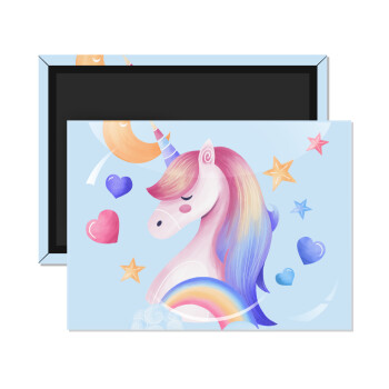 Cute unicorn, Ορθογώνιο μαγνητάκι ψυγείου διάστασης 9x6cm