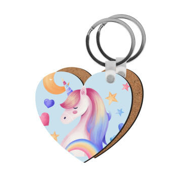 Cute unicorn, Μπρελόκ Ξύλινο καρδιά MDF