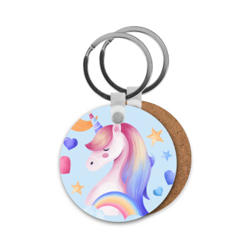 Μονόκερος, Μπρελόκ Ξύλινο στρογγυλό MDF Φ5cm