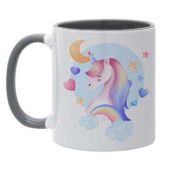 Cute unicorn, Mug colored grey, ceramic, 330ml