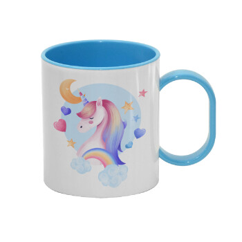 Cute unicorn, Κούπα (πλαστική) (BPA-FREE) Polymer Μπλε για παιδιά, 330ml