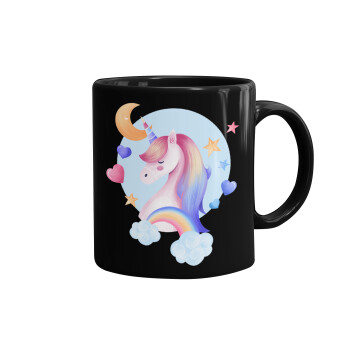 Cute unicorn, Mug black, ceramic, 330ml