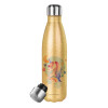 Μεταλλικό παγούρι θερμός Glitter χρυσό (Stainless steel), διπλού τοιχώματος, 500ml