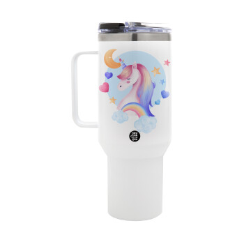 Cute unicorn, Mega Stainless steel Tumbler with lid, double wall 1,2L
