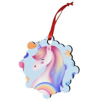 Μονόκερος, Στολίδι Χριστουγεννιάτικο στολίδι snowflake ξύλινο 7.5cm