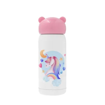 Μονόκερος, Ροζ ανοξείδωτο παγούρι θερμό (Stainless steel), 320ml