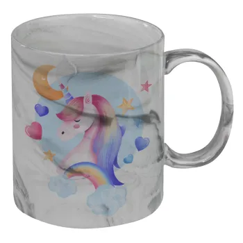 Cute unicorn, Mug ceramic marble style, 330ml