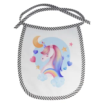 Cute unicorn, Σαλιάρα μωρού αλέκιαστη με κορδόνι Μαύρη