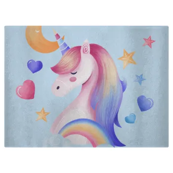 Cute unicorn, Επιφάνεια κοπής γυάλινη (38x28cm)