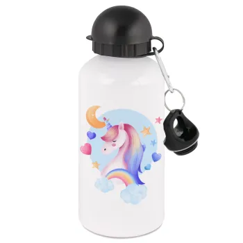 Cute unicorn, Metal water bottle, White, aluminum 500ml