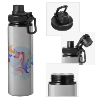 Cute unicorn, Metallic water bottle with safety cap, 850ml aluminum