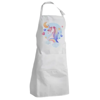 Cute unicorn, Adult Chef Apron (with sliders and 2 pockets)