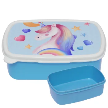 Μονόκερος, ΜΠΛΕ παιδικό δοχείο φαγητού (lunchbox) πλαστικό (BPA-FREE) Lunch Βox M18 x Π13 x Υ6cm