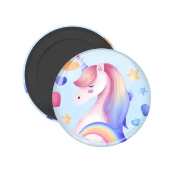 Cute unicorn, Μαγνητάκι ψυγείου στρογγυλό διάστασης 5cm