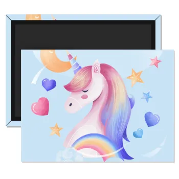 Cute unicorn, Ορθογώνιο μαγνητάκι ψυγείου διάστασης 9x6cm
