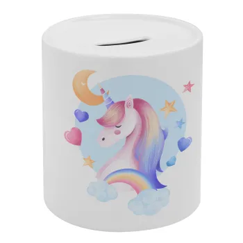 Cute unicorn, Κουμπαράς πορσελάνης με τάπα