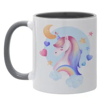 Cute unicorn, Mug colored grey, ceramic, 330ml