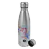 Metallic water bottle, stainless steel, 750ml