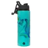 Metallic water bottle with safety lid, 850ml aluminum