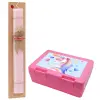 Easter Set, children's snack container PINK & scented flat Easter candle (30cm) (PINK)