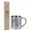 Easter Set, metallic thermal cup (300ml) & Easter aromatic flat candle (30cm) (GRAY)