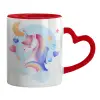 Mug heart red handle, ceramic, 330ml