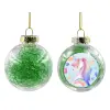 Transparent Christmas tree ball ornament with green filling 8cm