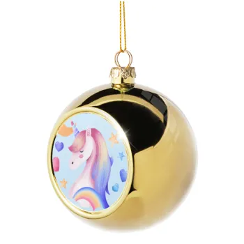 Cute unicorn, Golden Christmas tree ball ornament 8cm