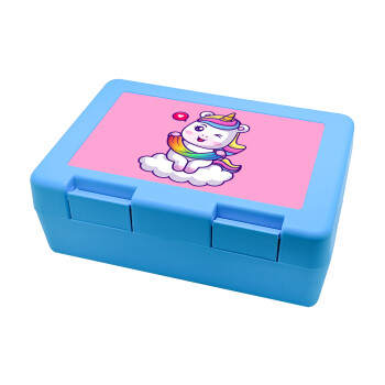 Heart unicorn, Children's cookie container LIGHT BLUE 185x128x65mm (BPA free plastic)