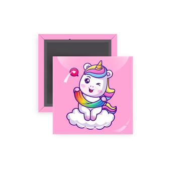 Heart unicorn, Μαγνητάκι ψυγείου τετράγωνο διάστασης 5x5cm