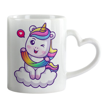 Heart unicorn, Mug heart handle, ceramic, 330ml