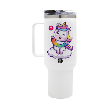 Heart unicorn, Mega Stainless steel Tumbler with lid, double wall 1,2L