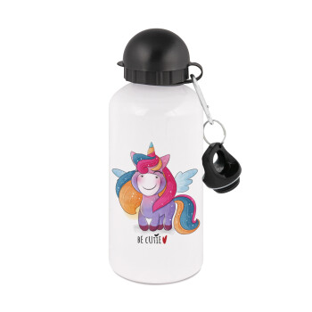 Pink unicorn, Metal water bottle, White, aluminum 500ml