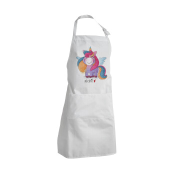 Pink unicorn, Adult Chef Apron (with sliders and 2 pockets)