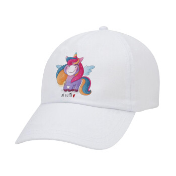 Pink unicorn, Καπέλο Ενηλίκων Baseball Λευκό 5-φύλλο (POLYESTER, ΕΝΗΛΙΚΩΝ, UNISEX, ONE SIZE)