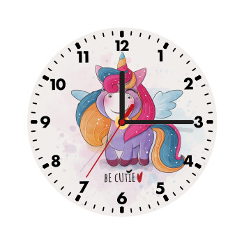 Pink unicorn, Wooden wall clock (20cm)