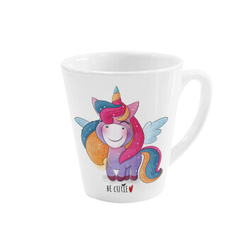 Pink unicorn, Κούπα κωνική Latte Λευκή, κεραμική, 300ml