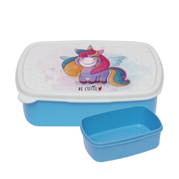 Pink unicorn, ΜΠΛΕ παιδικό δοχείο φαγητού (lunchbox) πλαστικό (BPA-FREE) Lunch Βox M18 x Π13 x Υ6cm