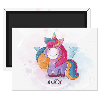 Pink unicorn, Ορθογώνιο μαγνητάκι ψυγείου διάστασης 9x6cm